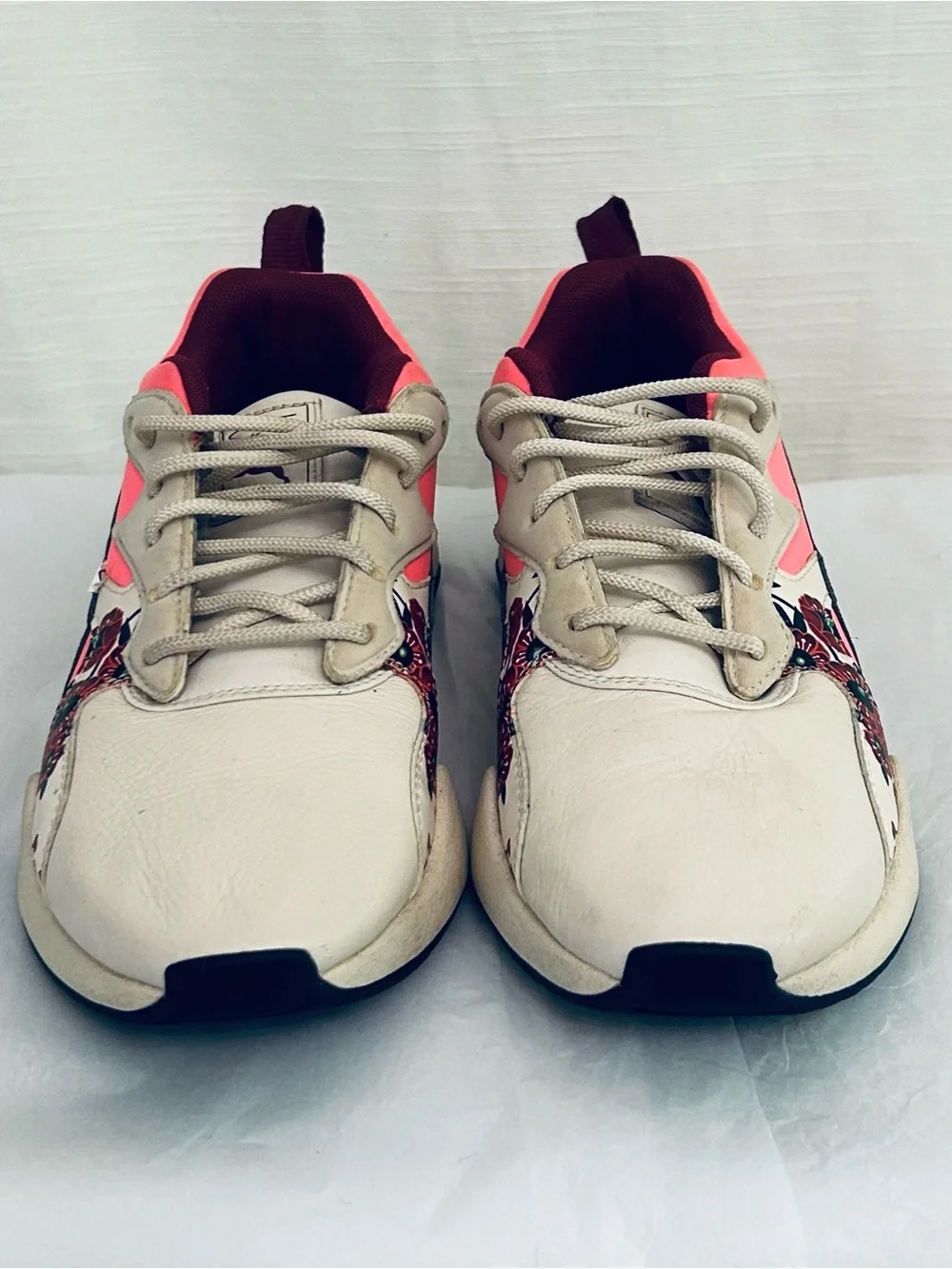 Puma‎ Women’s Cherry Bomb Cream and Pink Floral-Accent Sneakers
